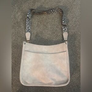 Stylish Gray Women's Bag with Leopard Strap bought from THE PAPER STORE
